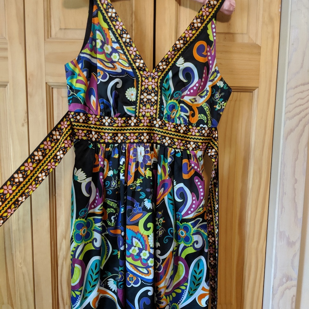 eci bright boho silky dress, size 2